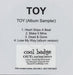 Toy Toy (Album Sampler) UK Promo CD-R acetate CD-R