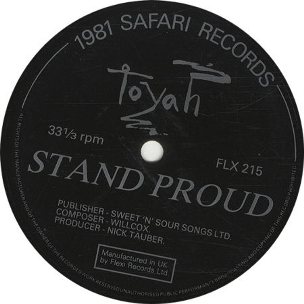 Toyah Stand Proud - Flexi UK Promo 7" vinyl single (7 inch record / 45) FLX215