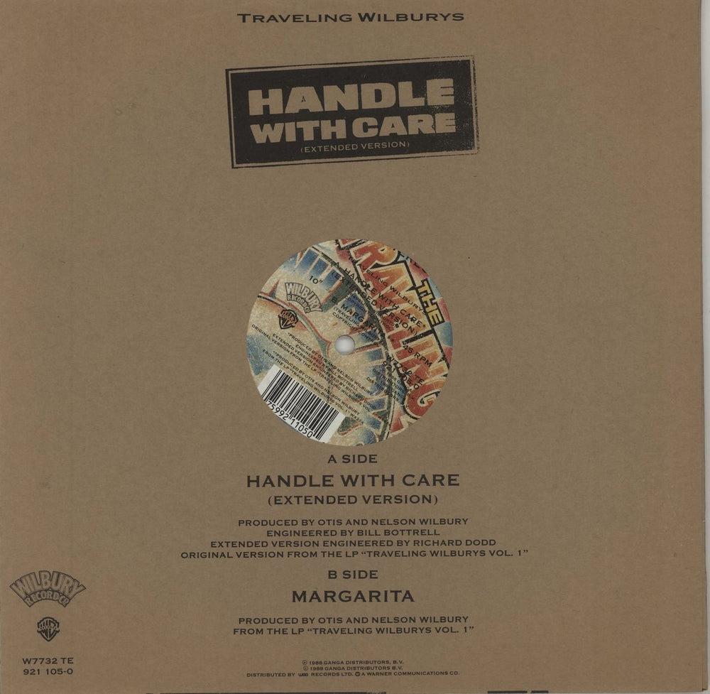 Traveling Wilburys Handle With Care UK 10" vinyl single (10 inch record) TRV10HA24327