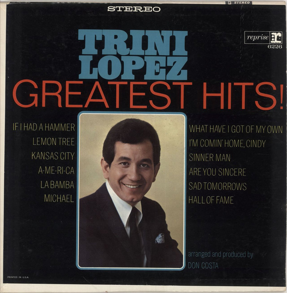 Trini Lopez Greatest Hits! US vinyl LP album (LP record) RS-6226