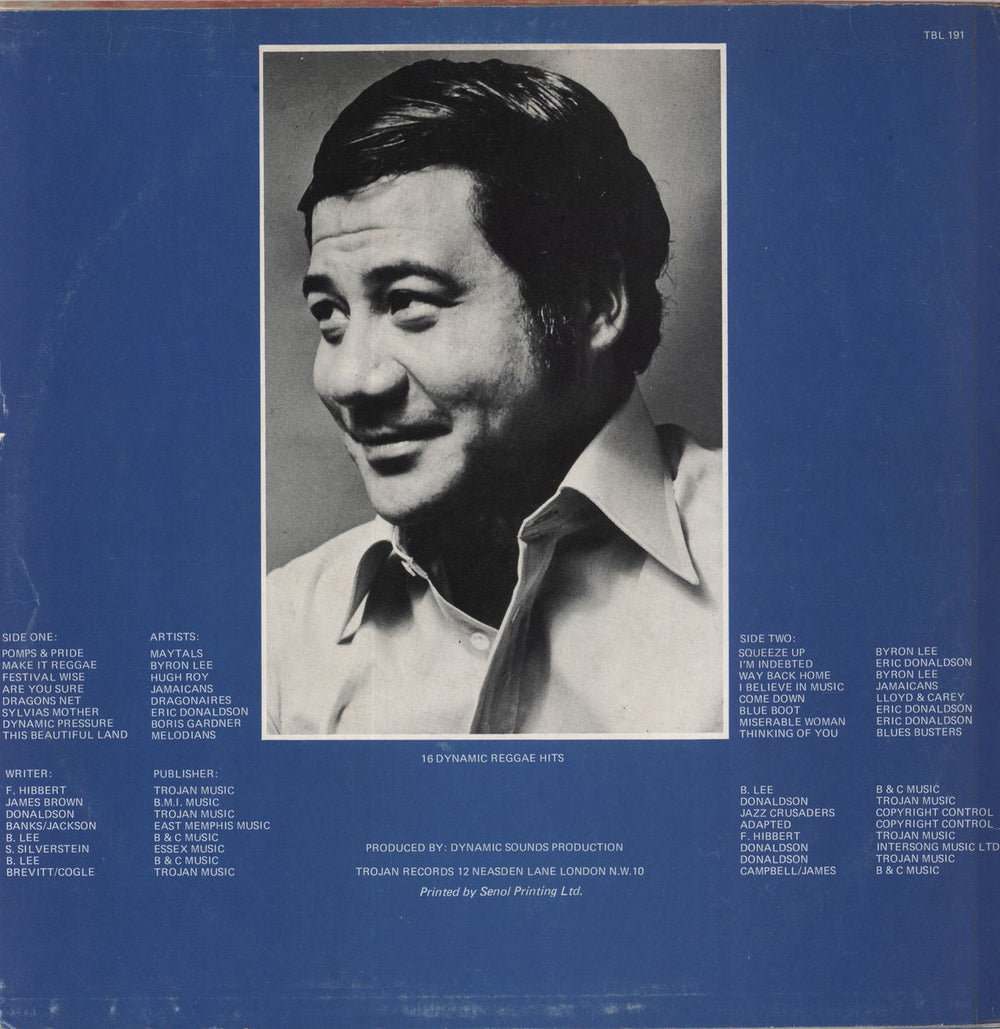 Trojan Records 16 Dynamic Reggae Hits UK vinyl LP album (LP record)