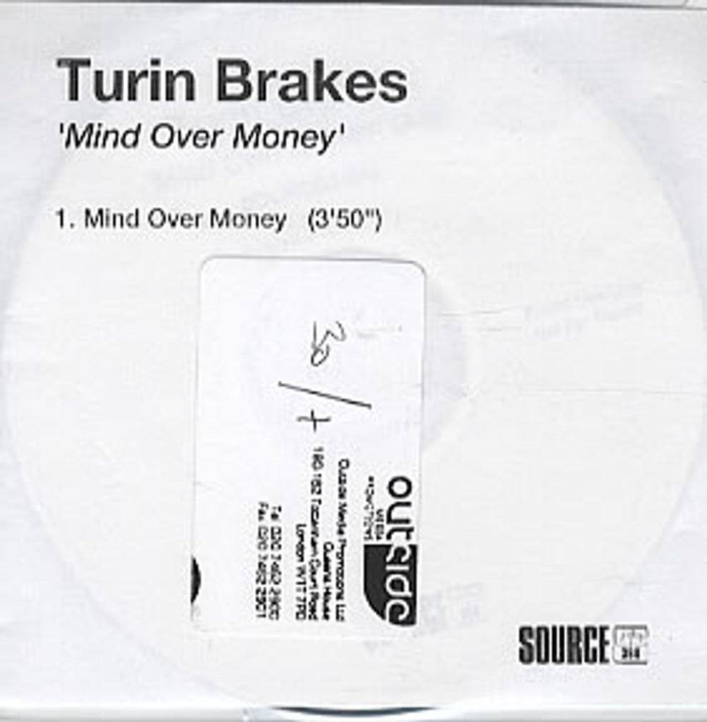 Turin Brakes Mind Over Matter UK Promo CD-R acetate CD-R ACETATE