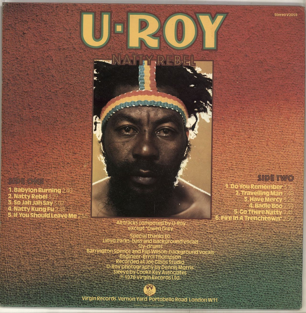 U-Roy Natty Rebel UK vinyl LP album (LP record)