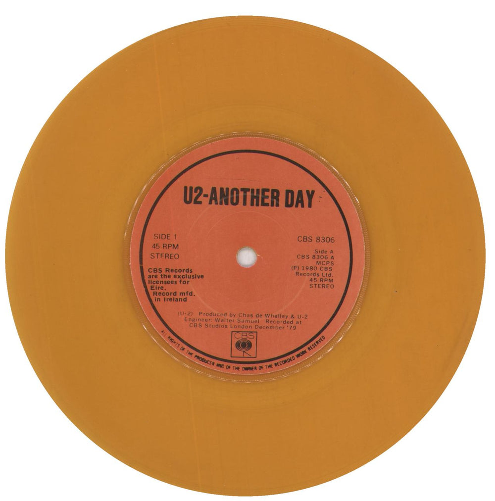 U2 Another Day - Orange Vinyl Irish 7" vinyl single (7 inch record / 45) U-207AN322244