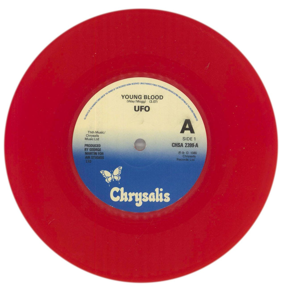 UFO Young Blood - Red Vinyl UK 7" vinyl single (7 inch record / 45) UFO07YO01507