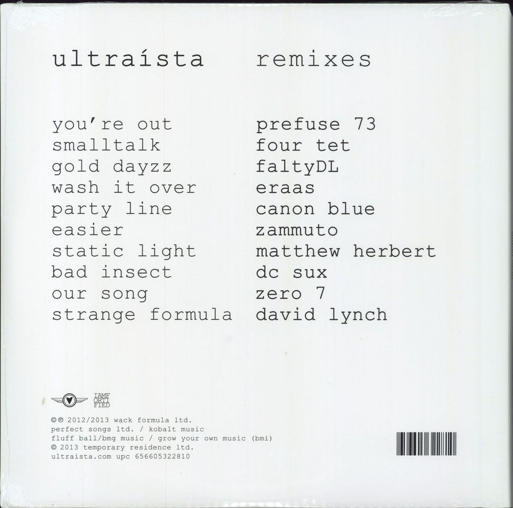 Ultraista Ultraísta Remixes - Sealed US 2-LP vinyl record set (Double LP Album) 656605322810