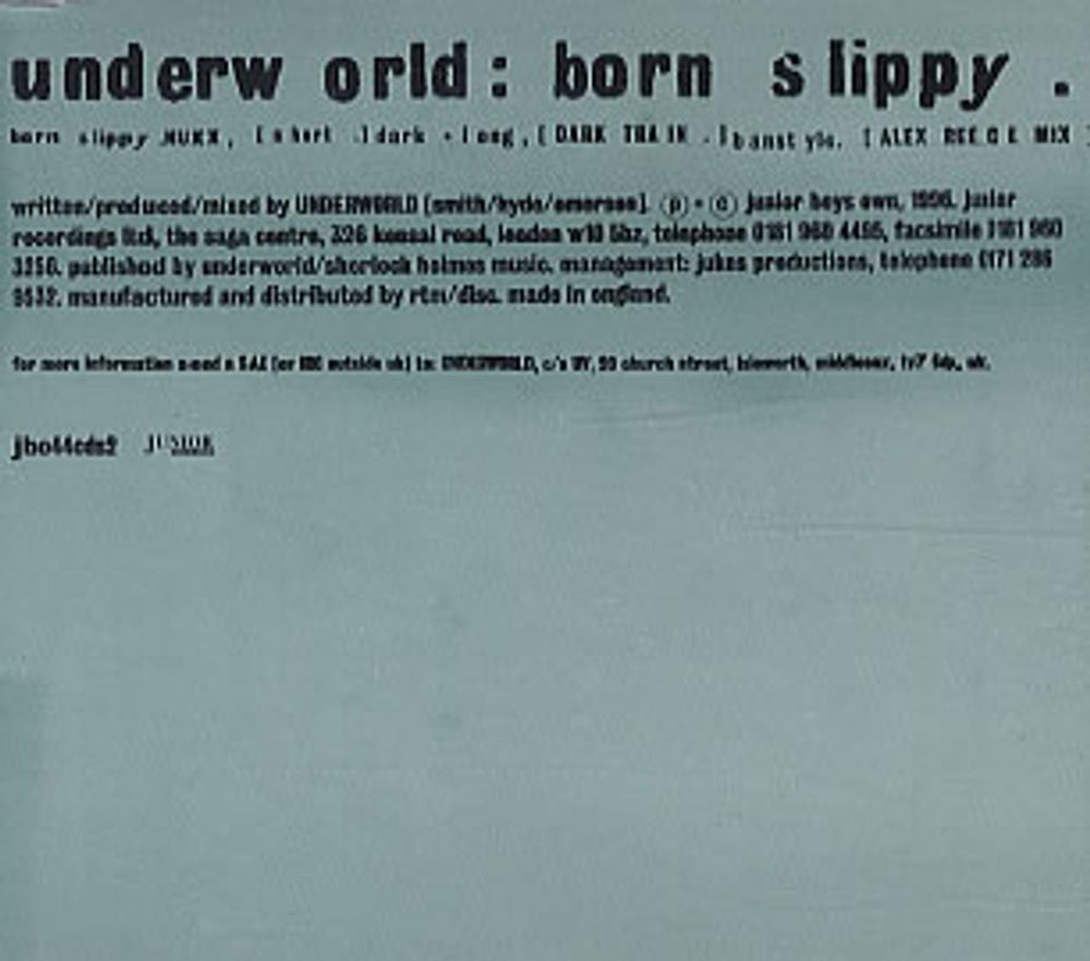 Underworld Born Slippy UK CD single (CD5 / 5") JBO44CDS2