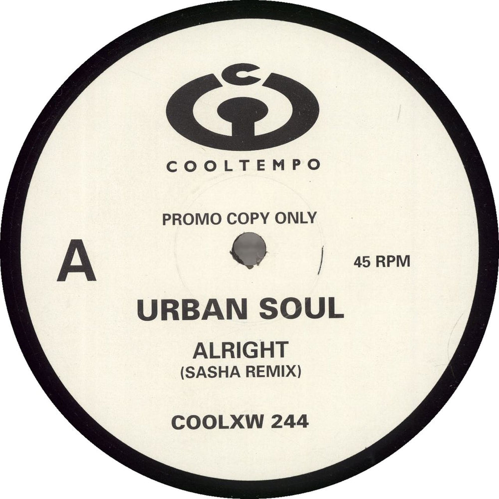 Urban Soul Alright (Sasha Remixes) UK Promo 12" vinyl single (12 inch record / Maxi-single) COOLXW244