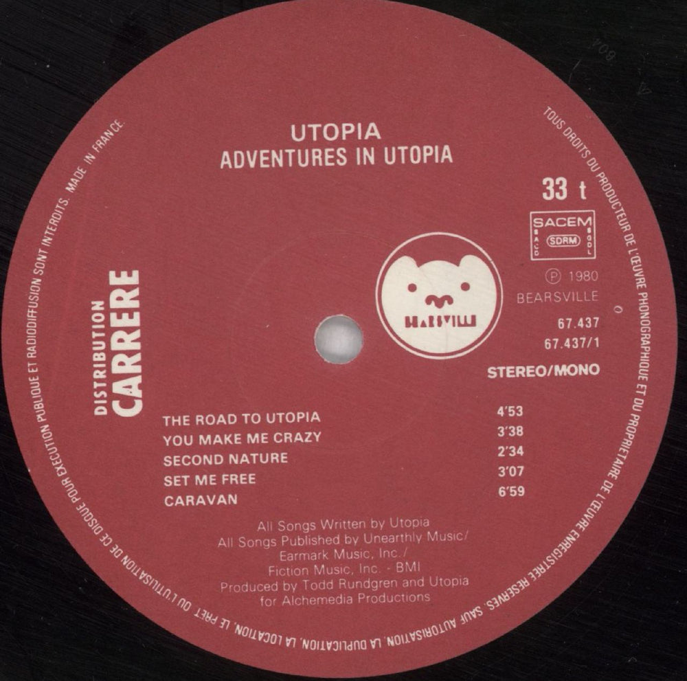 Utopia (US) Adventures In Utopia French vinyl LP album (LP record) UTOLPAD824294