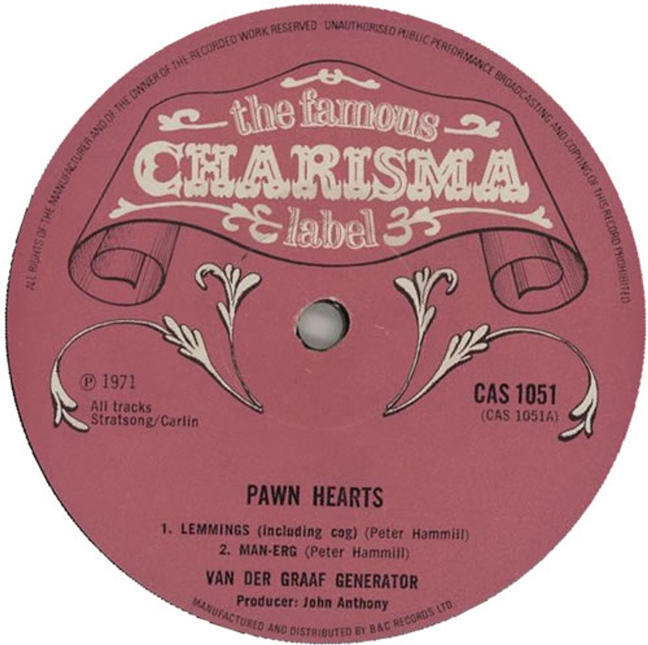 Van Der Graaf Generator Pawn Hearts - Pink Scroll + Insert - VG UK
