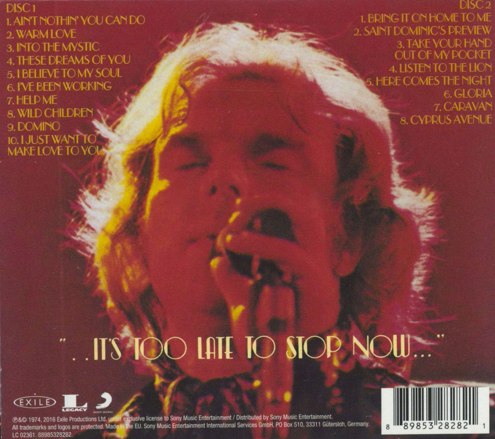 Van Morrison It's Too Late To Stop Now Volume I UK 2 CD album set (Double CD) 889853282821