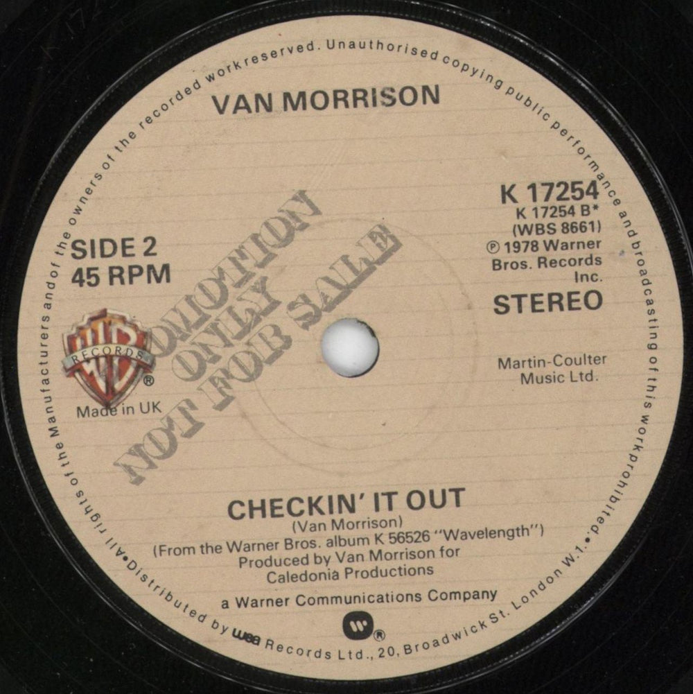 Van Morrison Wavelength UK Promo 7" vinyl single (7 inch record / 45)