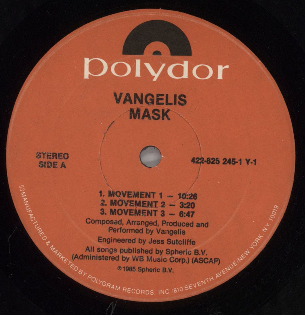 Vangelis Mask - shrink US vinyl LP album (LP record) VGELPMA823363