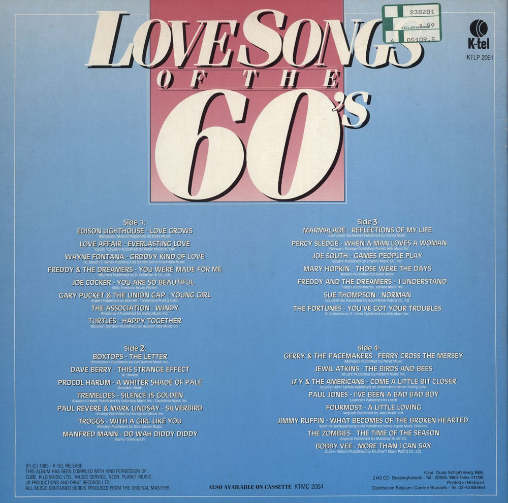 Various-60s & 70s Love Songs Of The 60's - Vol. 2 Dutch 2-LP vinyl record set (Double LP Album)