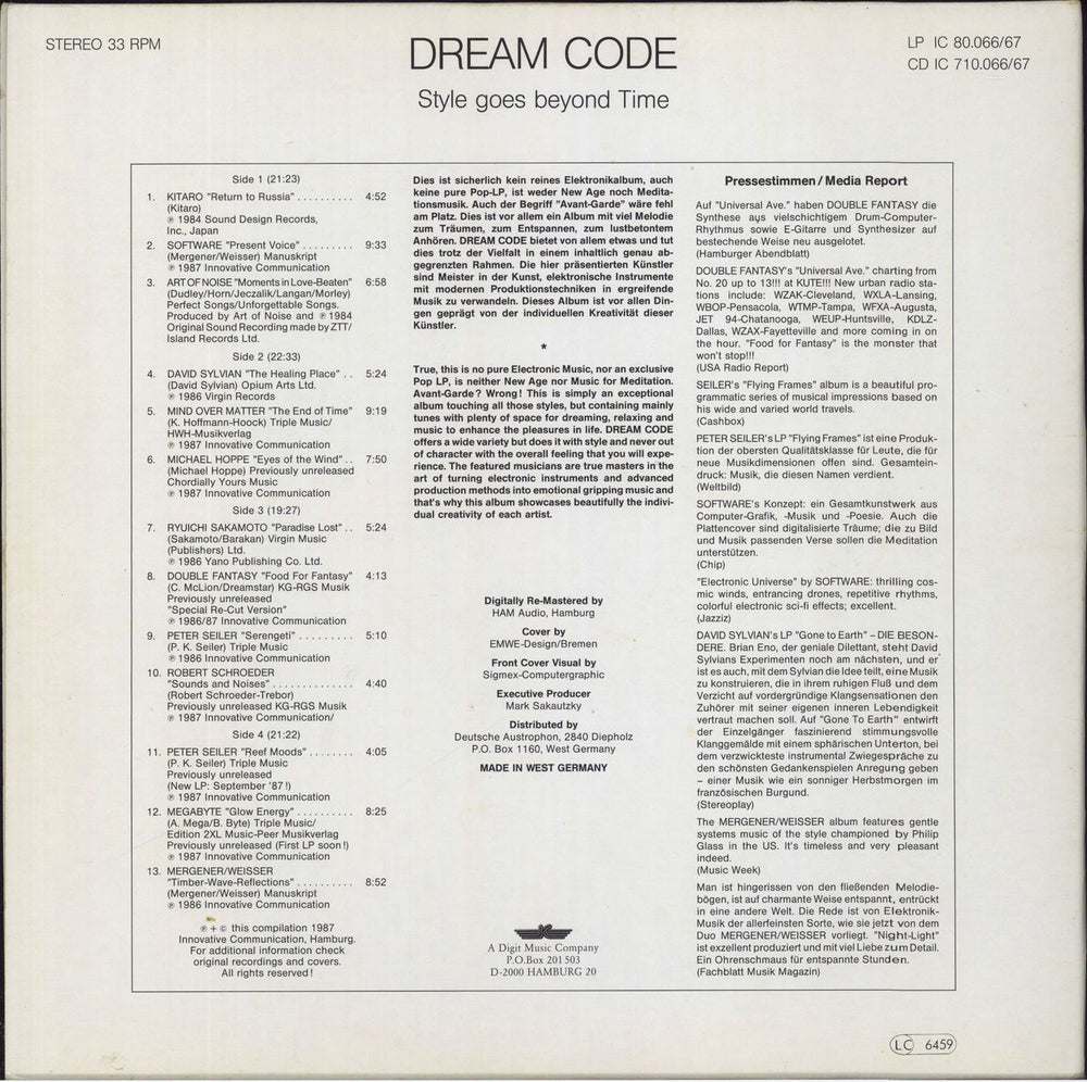 Various Artists Dream Code - Stickered - EX German 2-LP vinyl record set (Double LP Album)