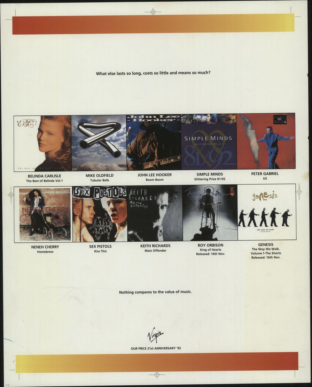 Various Artists What Else Lasts So Long, Costs So Little And Means So Much? UK artwork PROOF ARTWORK