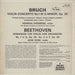 Various-Classical & Orchestral Bruch: Violin Concerto No.1 / Beethoven: Romances For Violin Nos. 1 & 2 UK vinyl LP album (LP record)