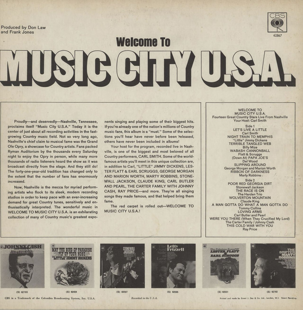 Various-Country Welcome To Music City U.S.A. - 1st Mono UK vinyl LP album (LP record)