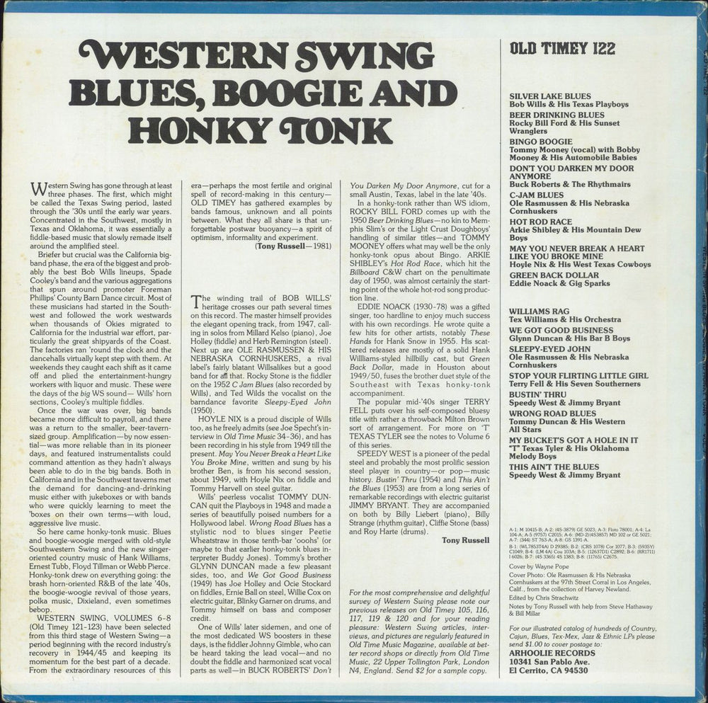 Various-Country Western Swing - Blues, Boogie And Honky Tonk: Volume 7 - The 1940's & '50's US vinyl LP album (LP record)