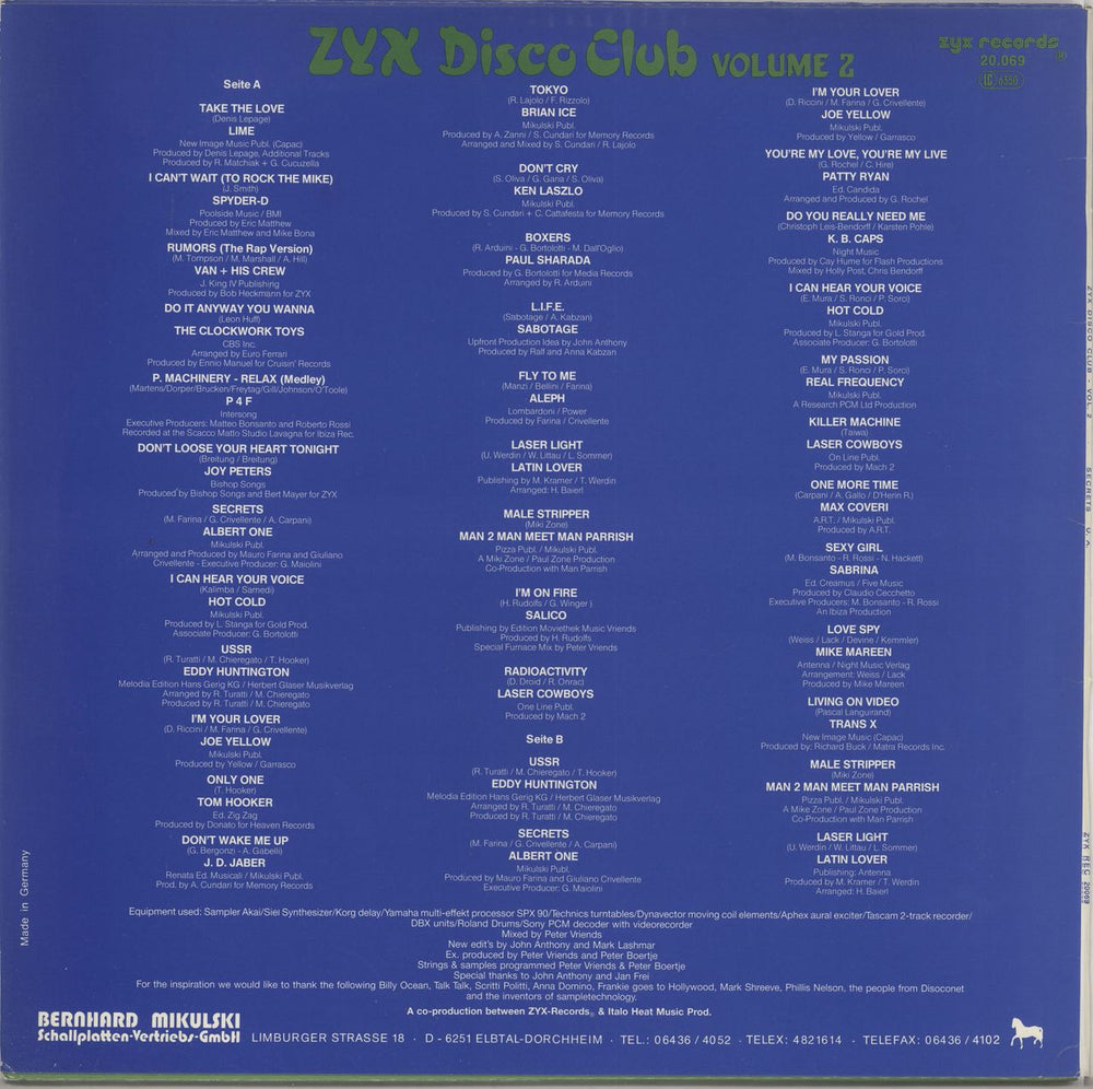 Various-Dance ZYX Disco Club - Volume 2 German vinyl LP album (LP record)