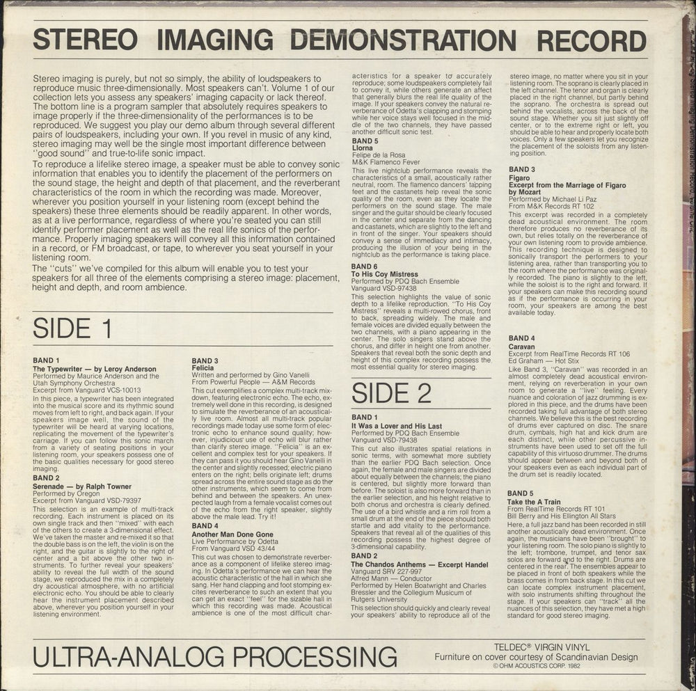 Various-Educational, Informational & Historical Stereo Imaging Demonstration Record US vinyl LP album (LP record)