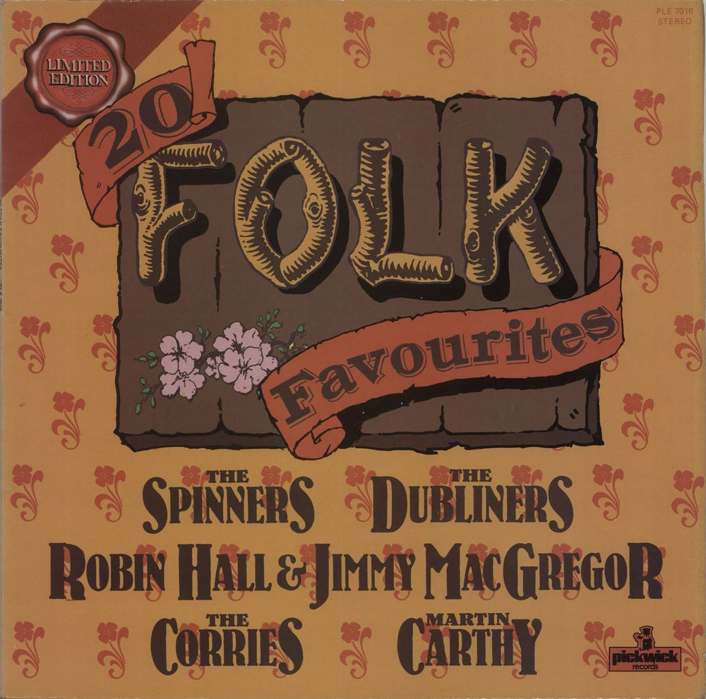 Various-Folk 20 Folk Favourites UK vinyl LP album (LP record) PLE7016