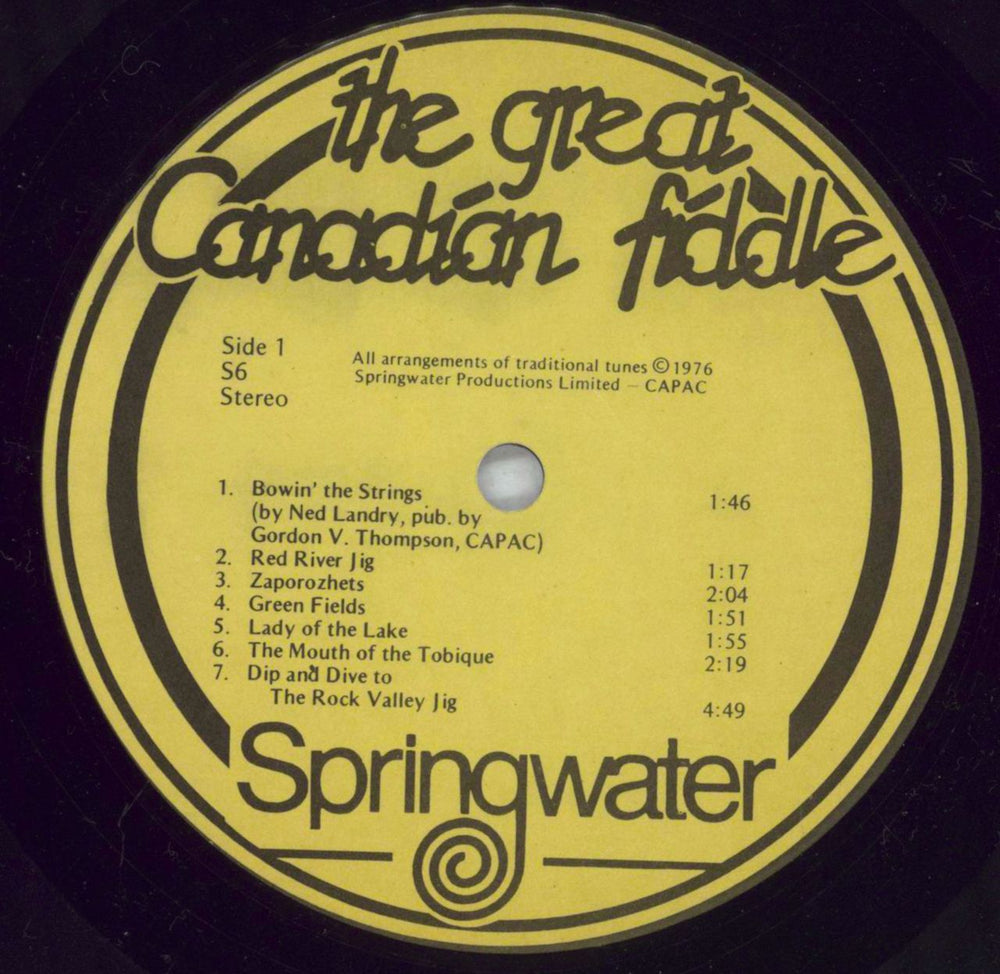 Various-Folk The Great Canadian Fiddle Canadian vinyl LP album (LP record) V-FLPTH827885