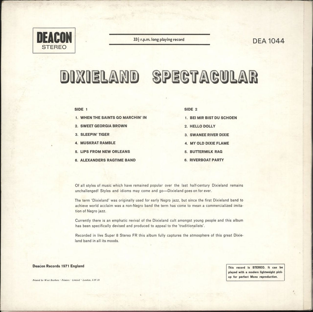 Various-Jazz Dixieland Spectacular UK vinyl LP album (LP record)