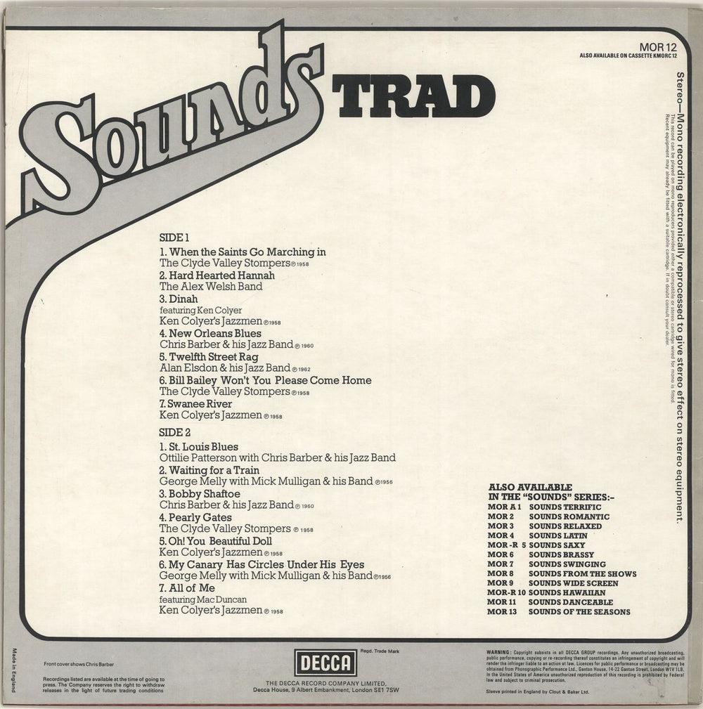 Various-Jazz Sounds Trad UK vinyl LP album (LP record)