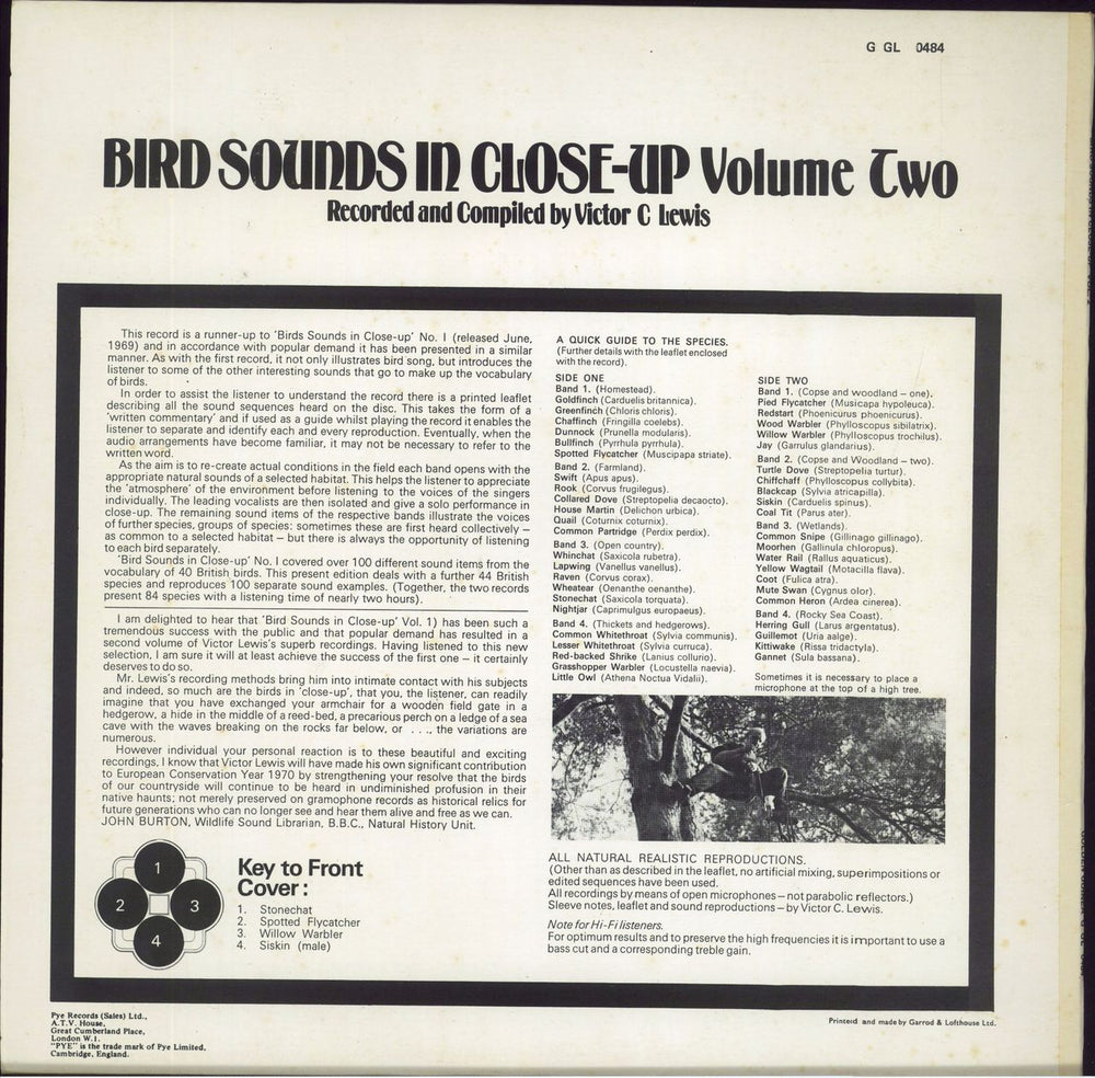 Various-Nature, Birds, Whales & Wildlife Bird Sounds In Close-Up Volume Two UK vinyl LP album (LP record)