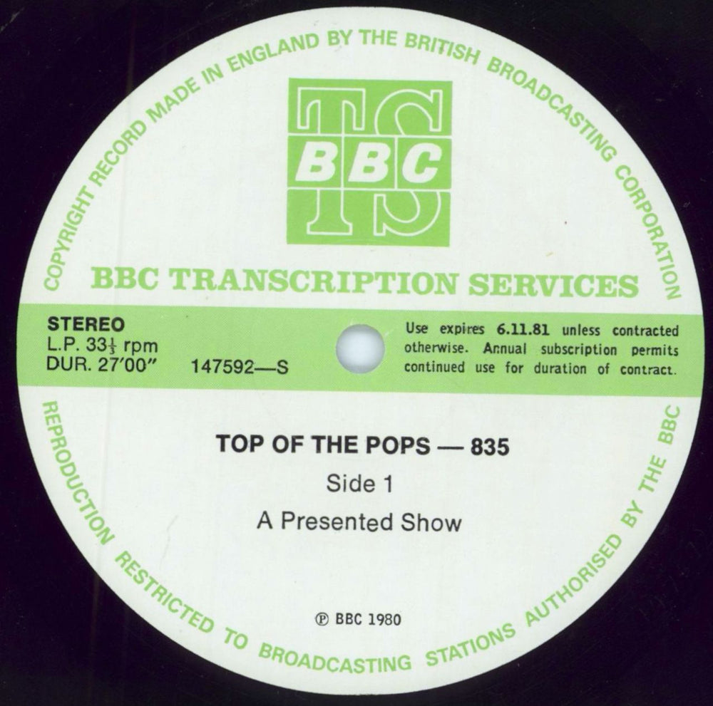 Various-Pop Top Of The Pops 835 UK Promo vinyl LP album (LP record) 147592/93-S