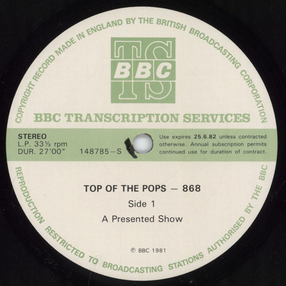 Various-Pop Top Of The Pops 868 UK Promo vinyl LP album (LP record) 148785/86-S