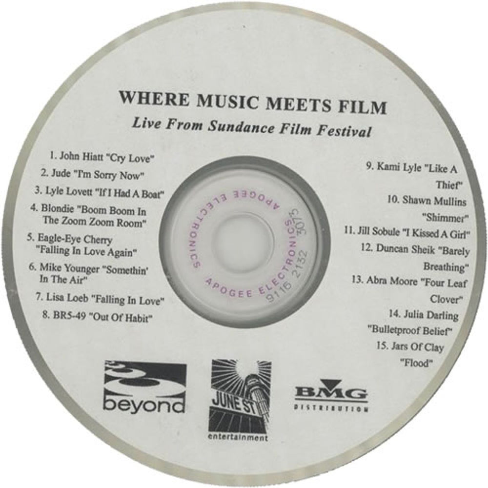 Various-Pop Where Music Meets Film - Live From The Sundance Film Festiva US Promo CD-R acetate CD ACETATE