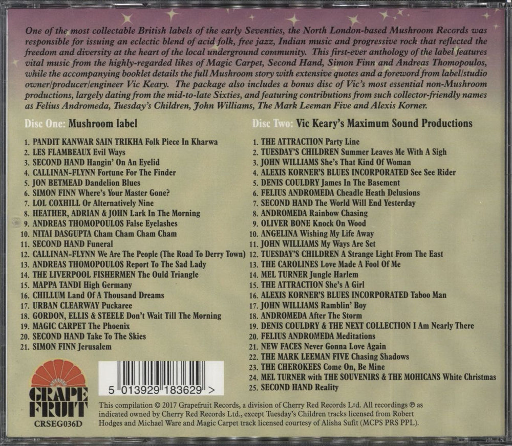 Various-Prog & Psych Spaced Out: The Story Of Mushroom Records UK 2 CD album set (Double CD)