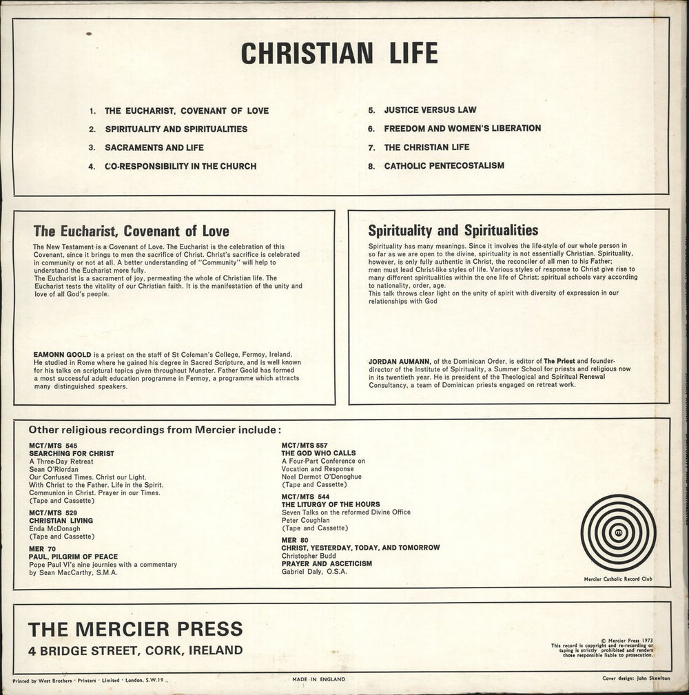 Various-Religious The Eucharist, Covenant Of Love / Spirituality And Spiritualities Irish vinyl LP album (LP record)