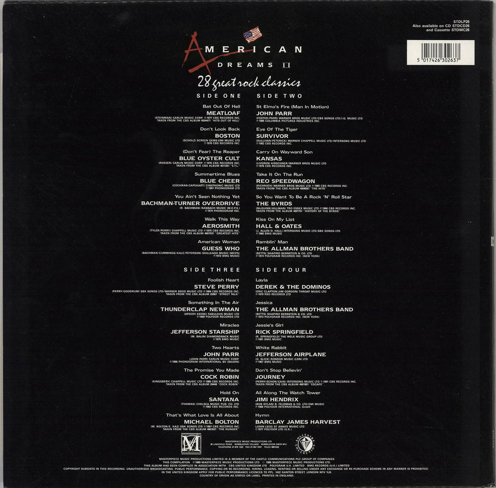 Various-Rock & Metal American Dreams II 28 Great Rock Classics UK 2-LP vinyl record set (Double LP Album) 5017426302637