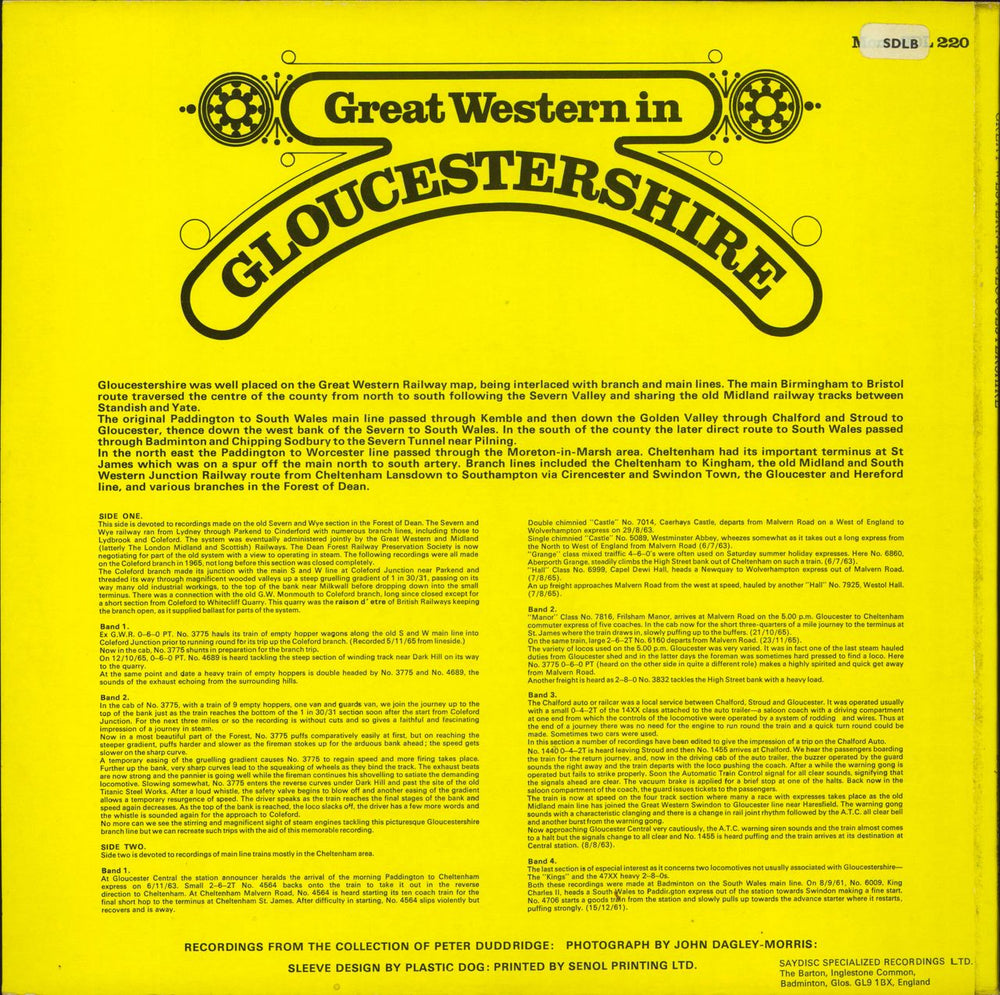 Various-Trains Great Western In Gloucestershire UK vinyl LP album (LP record)