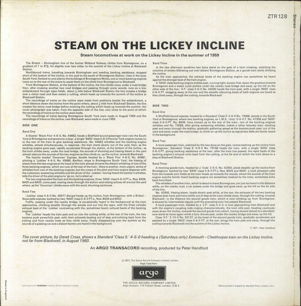 Various-Trains Steam On The Lickey Incline UK vinyl LP album (LP record)