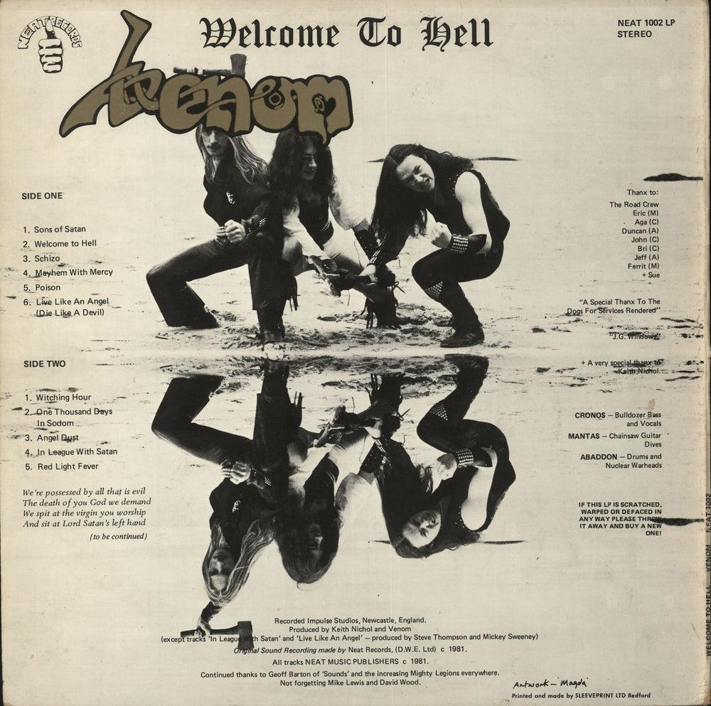 Venom Welcome To Hell - VG UK vinyl LP album (LP record)