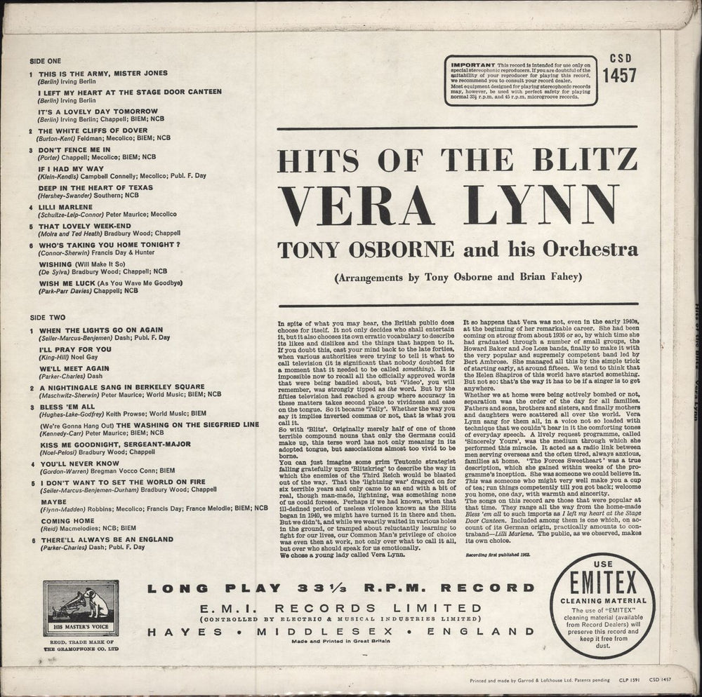 Vera Lynn Hits Of The Blitz - maroon label UK vinyl LP album (LP record)