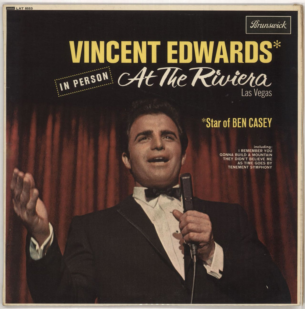 Vincent Edwards At The Riviera UK vinyl LP album (LP record) LAT8553