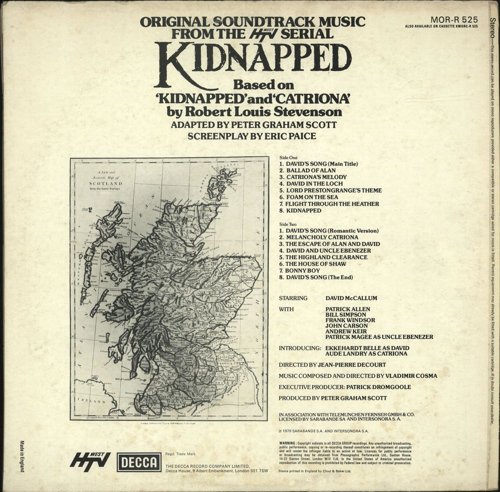 Vladimir Cosma Kidnapped UK vinyl LP album (LP record)