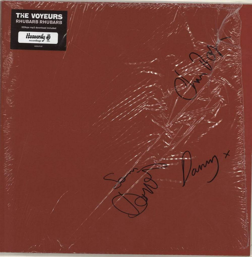 Voyeurs Rhubarb Rhubarb - Embossed Sleeve + Autographed UK vinyl LP album (LP record) HVNLP107