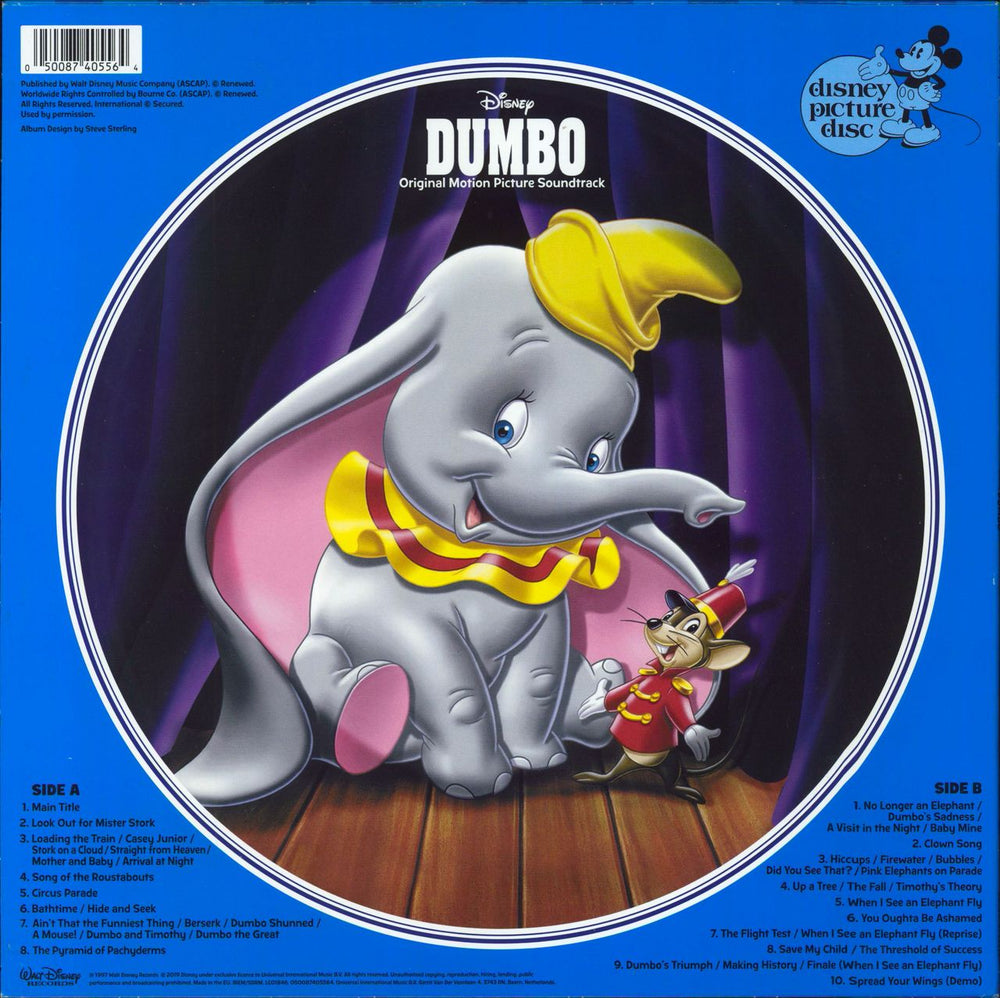 Walt Disney Dumbo UK picture disc LP (vinyl picture disc album)