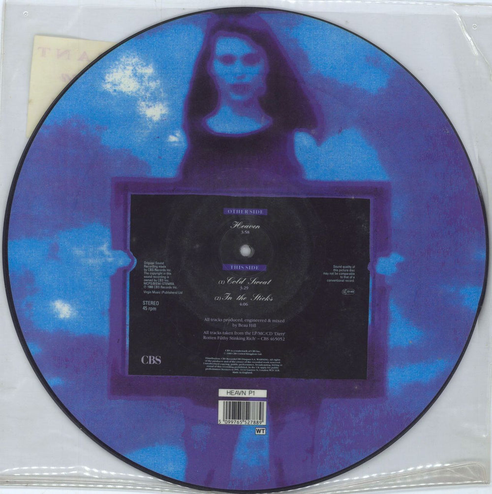 Warrant Heaven - stickered  UK 12" vinyl picture disc (12 inch picture record) 5099765527889