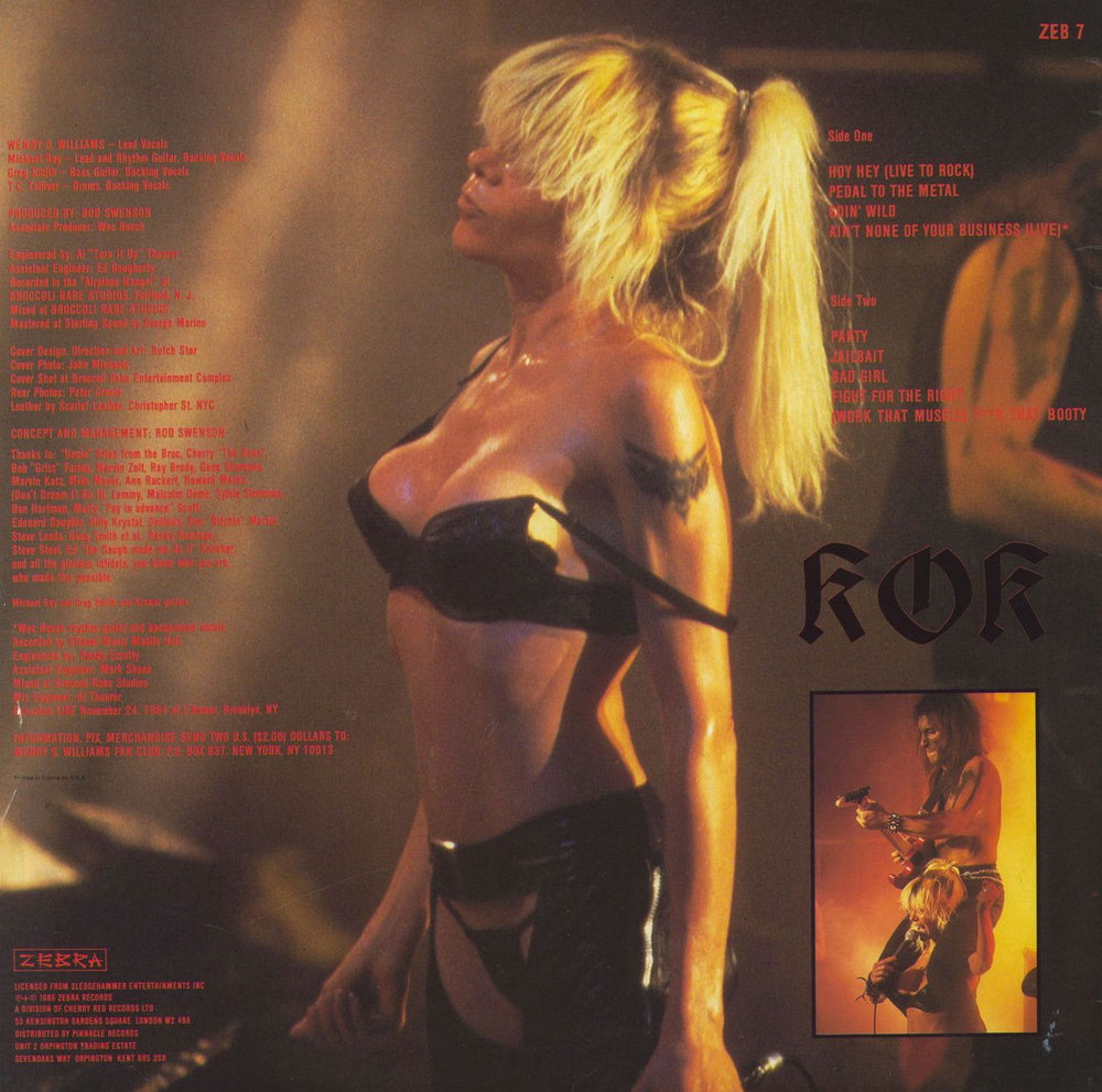 Wendy O. Williams Kommander Of Kaos UK vinyl LP album (LP record)