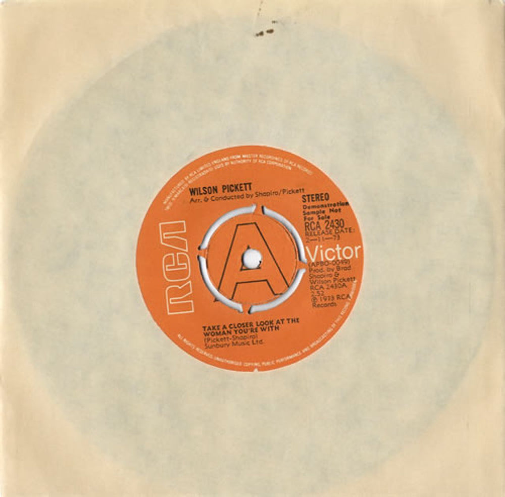 Wilson Pickett Take A Closer Look At The Woman You're With - A Label UK Promo 7" vinyl single (7 inch record / 45) RCA2430