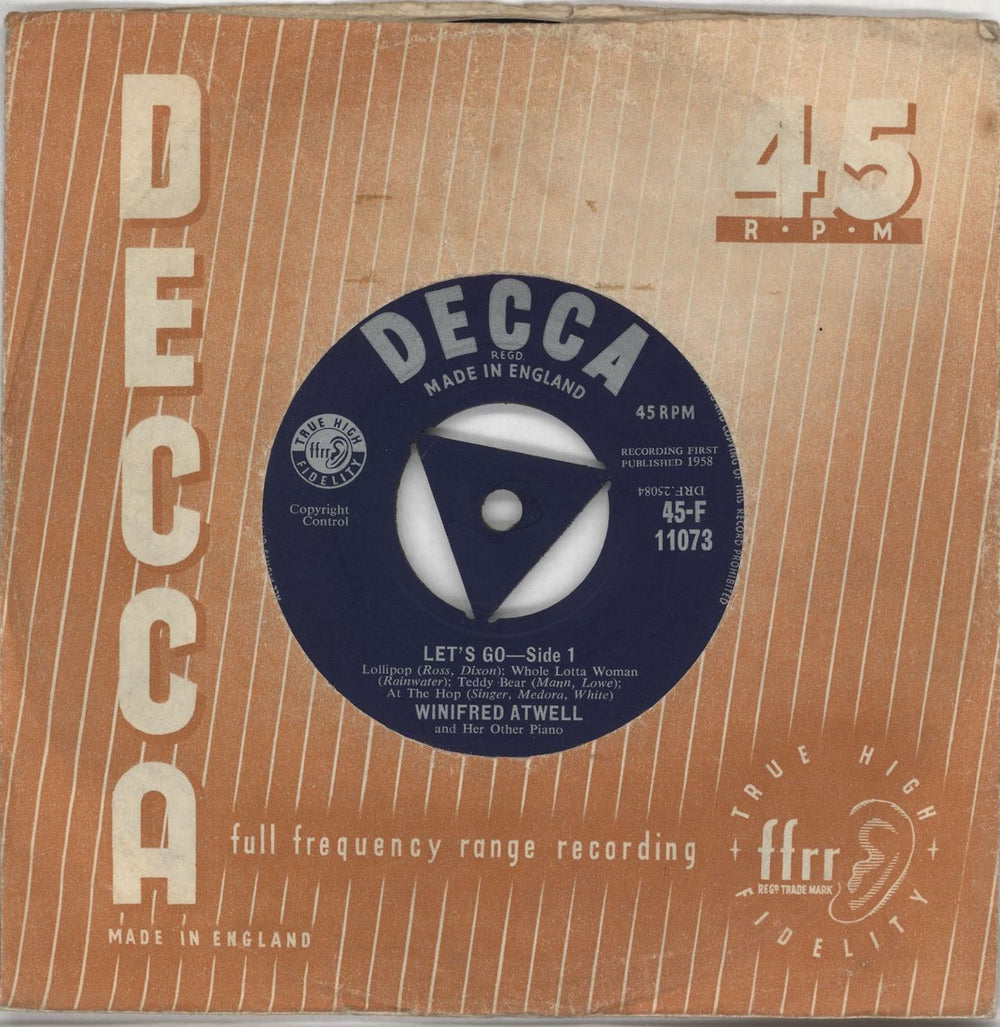 Winifred Atwell Let's Go UK 7" vinyl single (7 inch record / 45) 45-F.10956