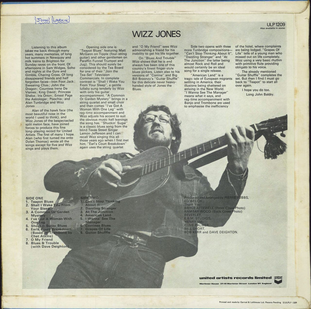 Wizz Jones Wizz Jones UK vinyl LP album (LP record)