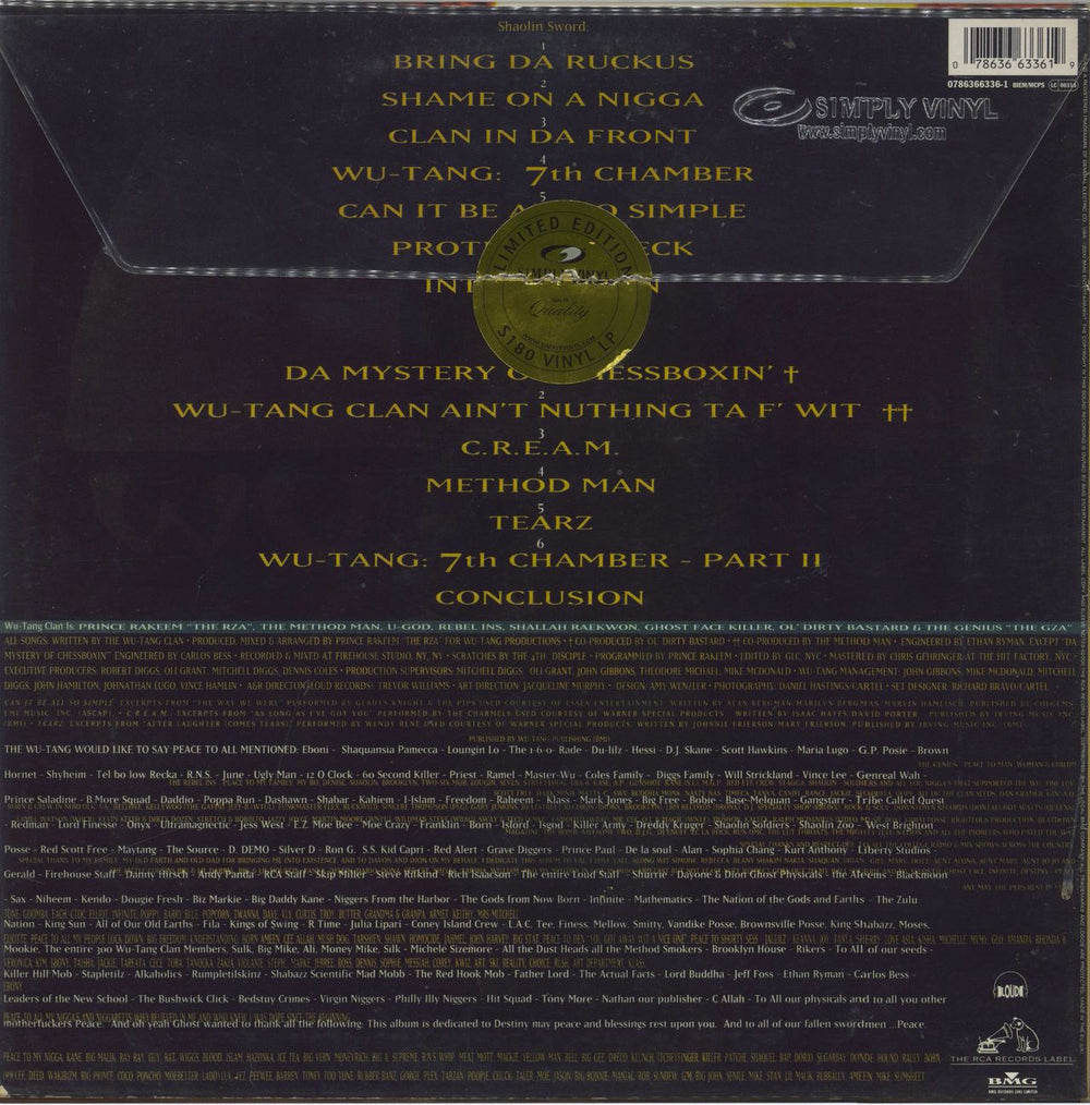 Wu-Tang Clan Enter The Wu-Tang (36 Chambers) US vinyl LP album (LP record) 078636633619